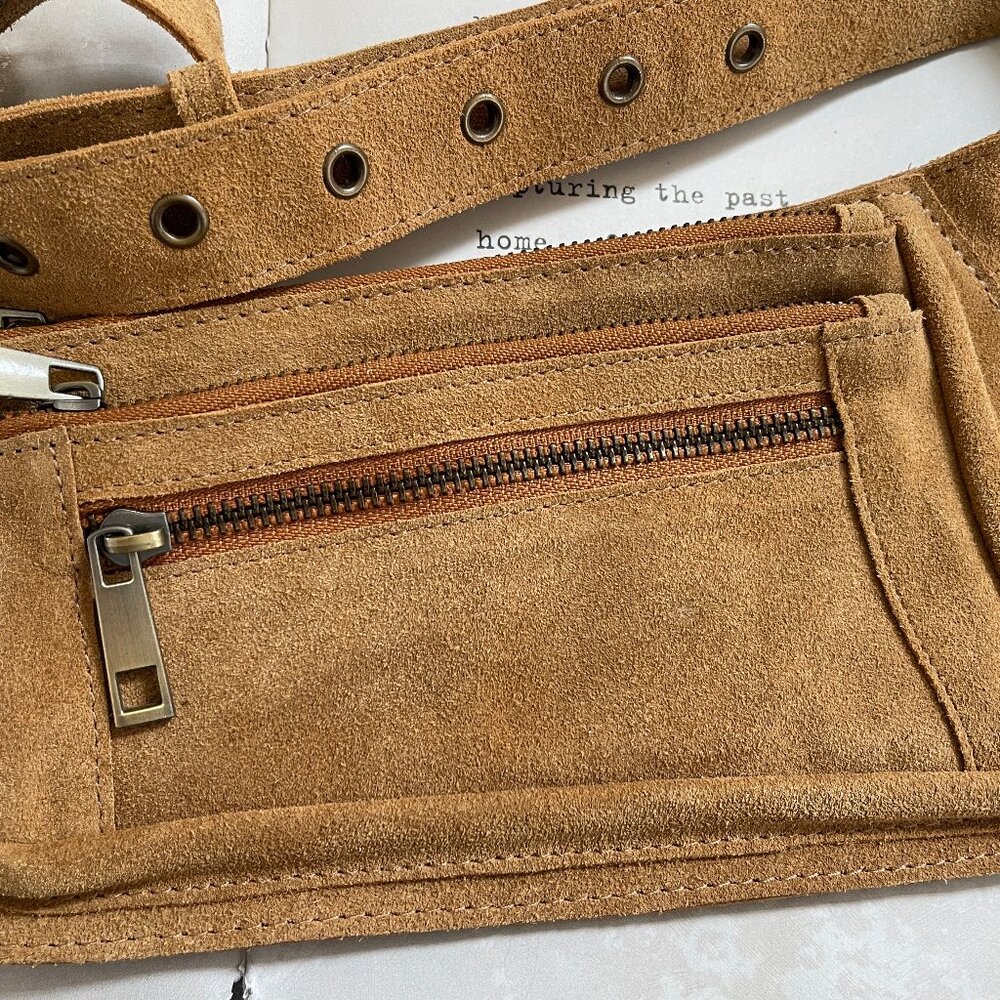 FREE PEOPLE "Avalon" Suede Leather Swing Bag in Caramel is New w/o Tags! - Picture 11 of 13